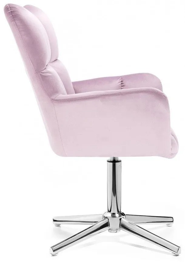 LuxuryForm DESIGN Otočné kreslo AURORA VELUR na striebornom kríži - levanduľa