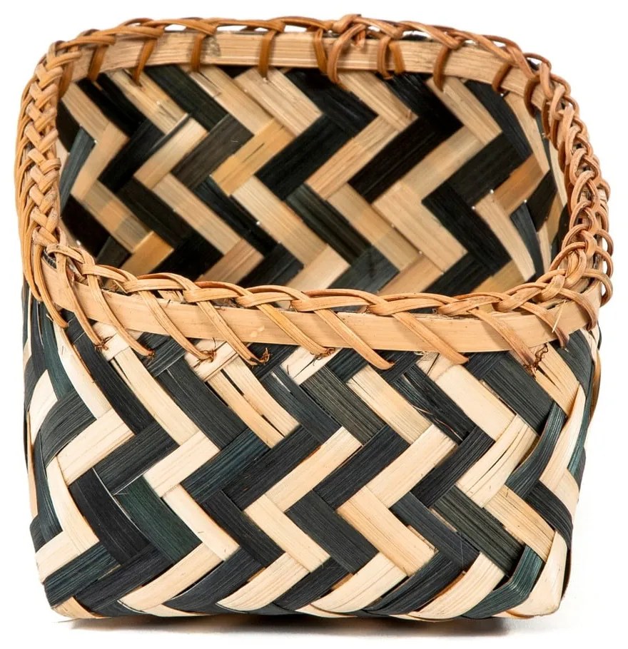 Súprava 3 úložných bambusových košíkov Compactor Natural And Black Bamboo