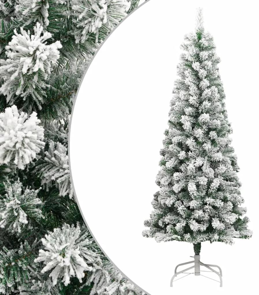 Umelý výklopný vianočný stromček so snehovými vločkami 240 cm 358383