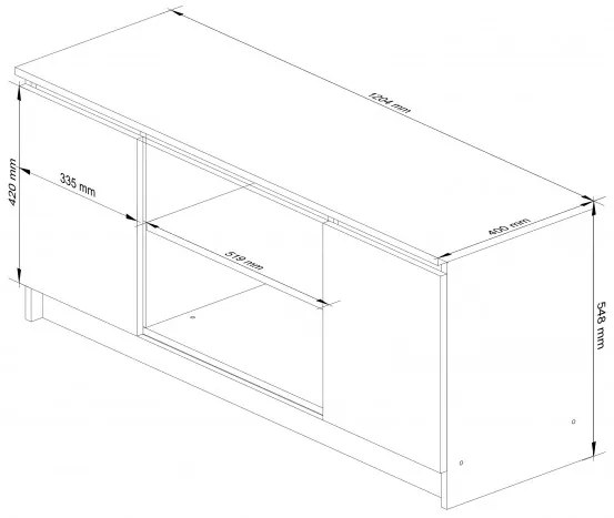 Stolík pod TV RTV 120 2D 1P biely
