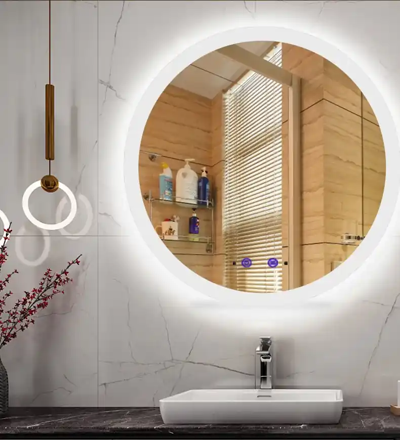 Bezdoteku Nemlžící kúpeľňové zrkadlo guľaté s LED osvetlením 60x60 cm KZ3 |  BIANO