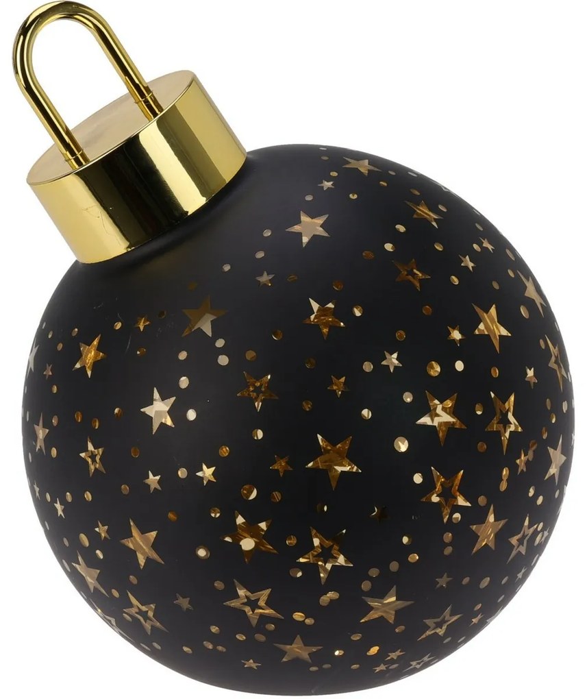 Vianočná LED ozdoba Xmas ball čierna, pr. 15 cm