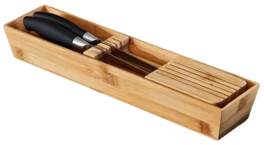 Goodhome Stojan na nože, organizér do zásuvky - NITAKI bambusový na 10 nožov