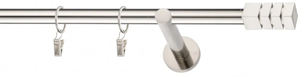 Dekorstudio Niklová jednoradová garniža NORDIC 19mm Dĺžka: 180cm, Typ uchytenia: Držiak modern, Typ príslušenstva: Krúžky tiché so štipcami