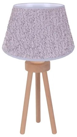 Duolla - Stolná lampa BOUCLE 1xE27/15W/230V pr. 28 cm šedá/drevo