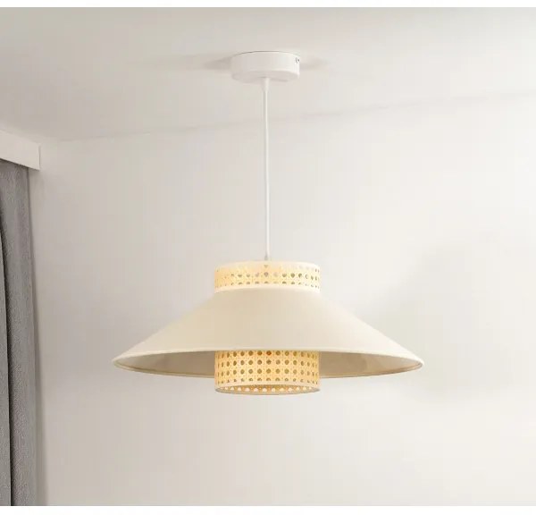 Duolla - Luster na lanku RIO RATTAN 1xE27/15W/230V pr. 45 cm béžová/ratan