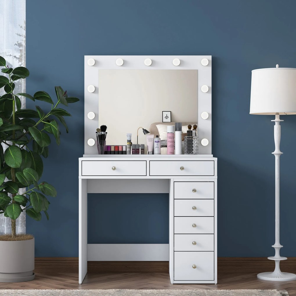 Toaletný stolík Melissa 03 s LED zrkadlom biely