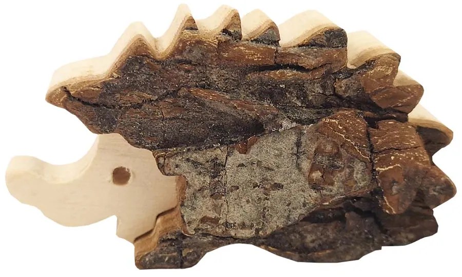 AMADEA Drevený dekorácia ježko s kôrou, masívne drevo, 7 cm