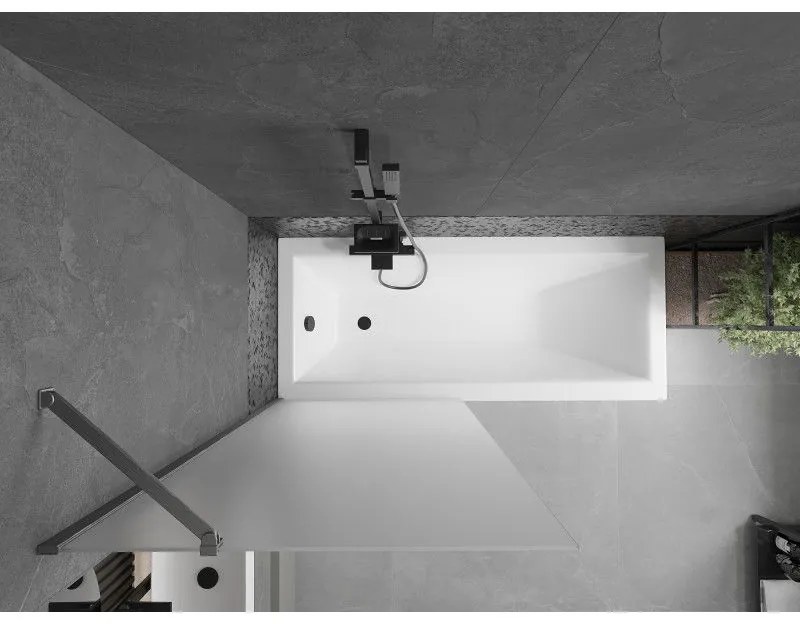 Mexen Next, 1-krídlová vaňová zástena 80 x 150 cm, 6mm sklo námraza, brúsená grafitová, 895-080-000-00-30-66