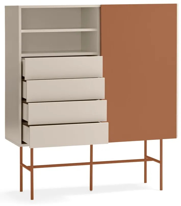 Vysoká komoda s posuvnými dverami v béžovo-tehlovej farbe 120x140 cm Nube – Teulat