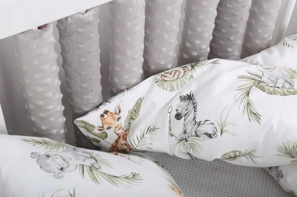 Detské bavlnené obliečky do postieľky 135x100 cm BABYMAM PREMIUM - Africké zvieratká