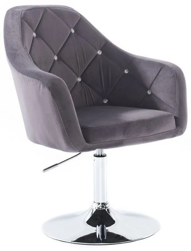 LuxuryForm DESIGN Kreslo ROMA VELUR na striebornom tanieri - tmavo šedé