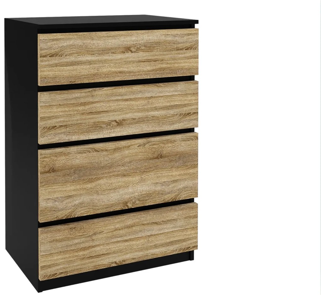 Komoda 33 Belini čierny / dub sonoma SI KOM1/1/B/DS/0/0