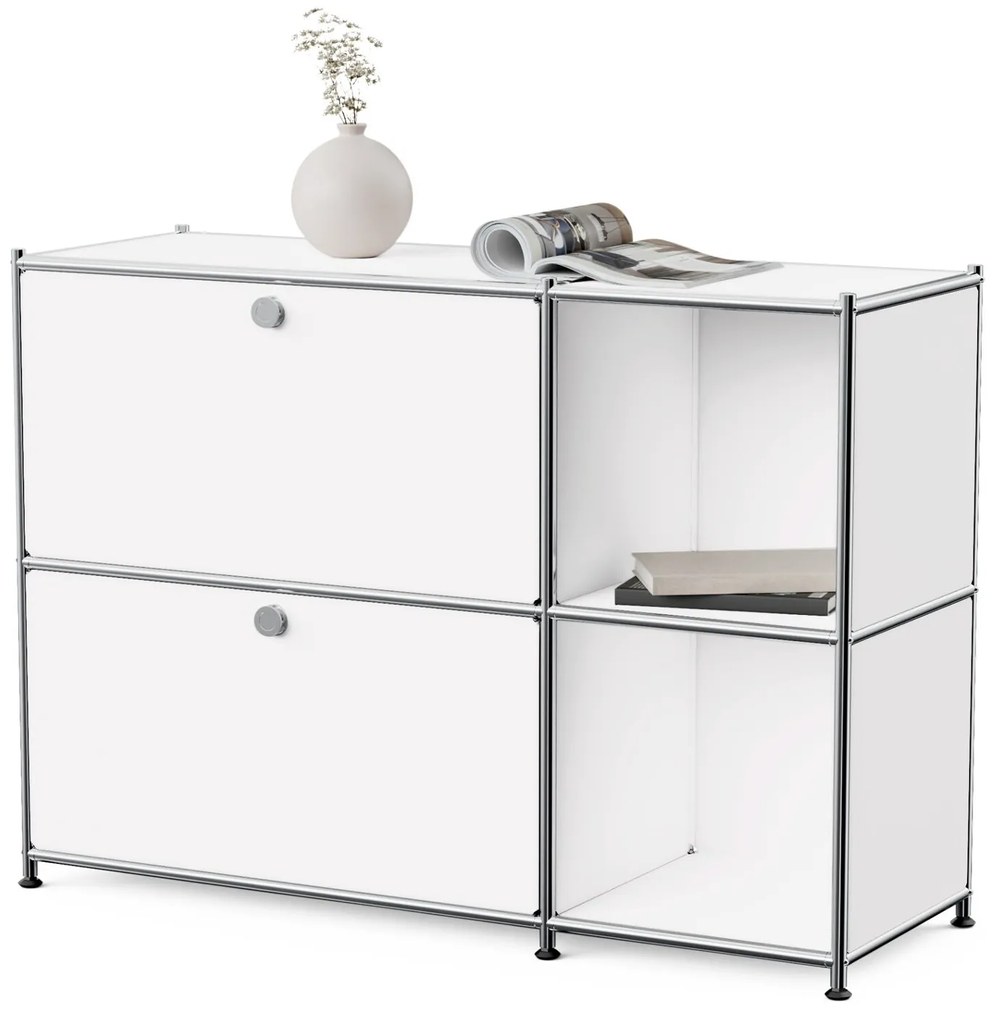 Kovová odkladacia skrinka »CN3« s 2 výklopnými priehradkami, biela