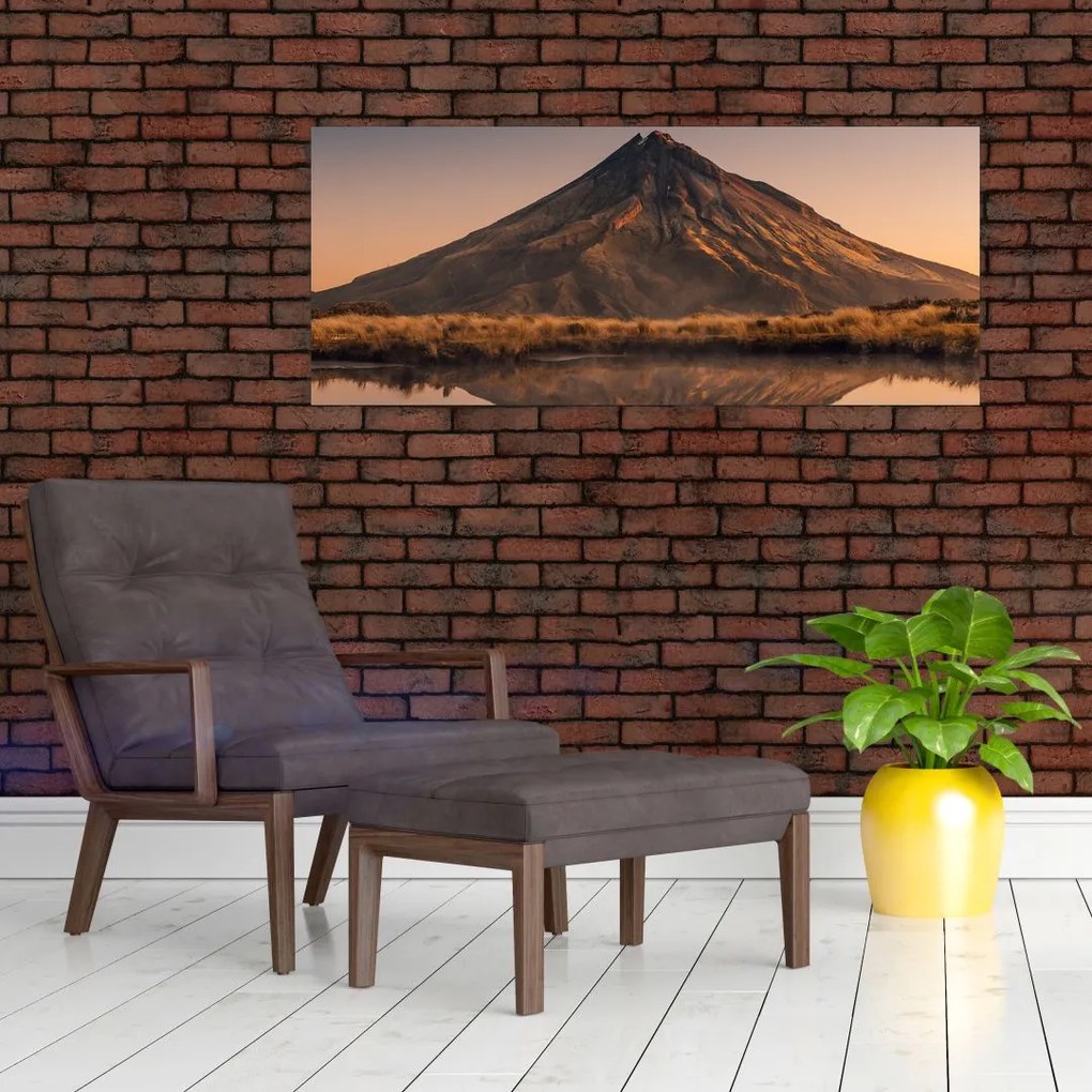 Obraz odrazu hory Taranaki, Nový Zéland (120x50 cm)