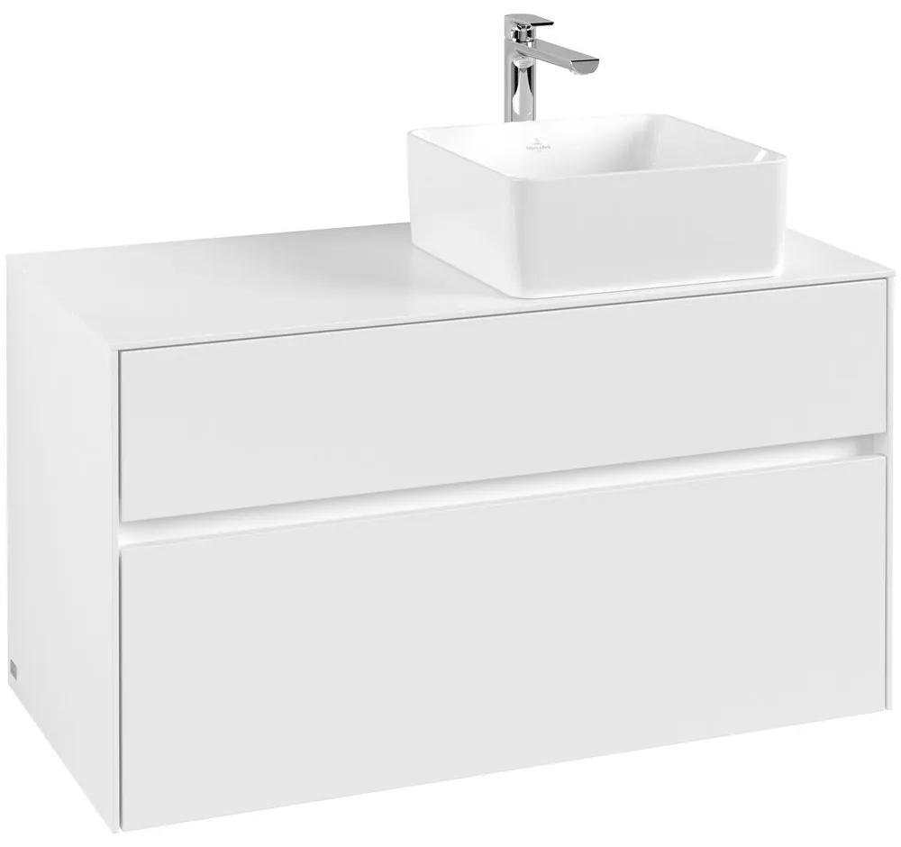 VILLEROY &amp; BOCH Collaro závesná skrinka pod umývadlo na dosku (umývadlo vpravo), 2 zásuvky, 1000 x 500 x 548 mm, White Matt, C04000MS