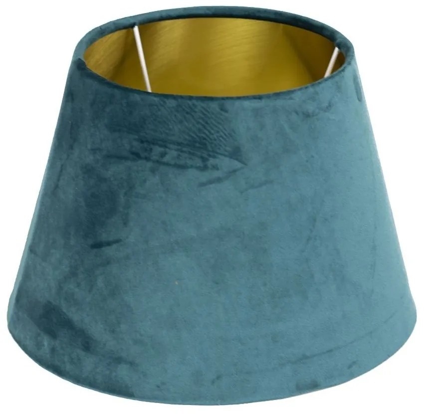 Zamatové petrolejovej tienidlo so zlatým vnútrom Petrol - Ø30 * 21cm / E27