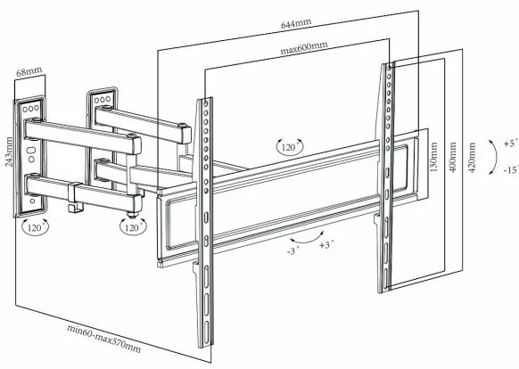 Nedis TVWM5350BK - Nástenný držiak pre TV Full Motion 30-70”