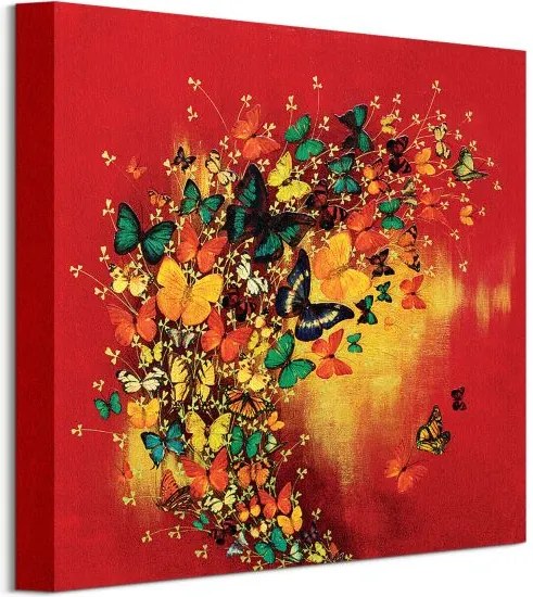 Obraz na plátne Motýle na červenom Greenwood Lily 30x30cm WDC91416
