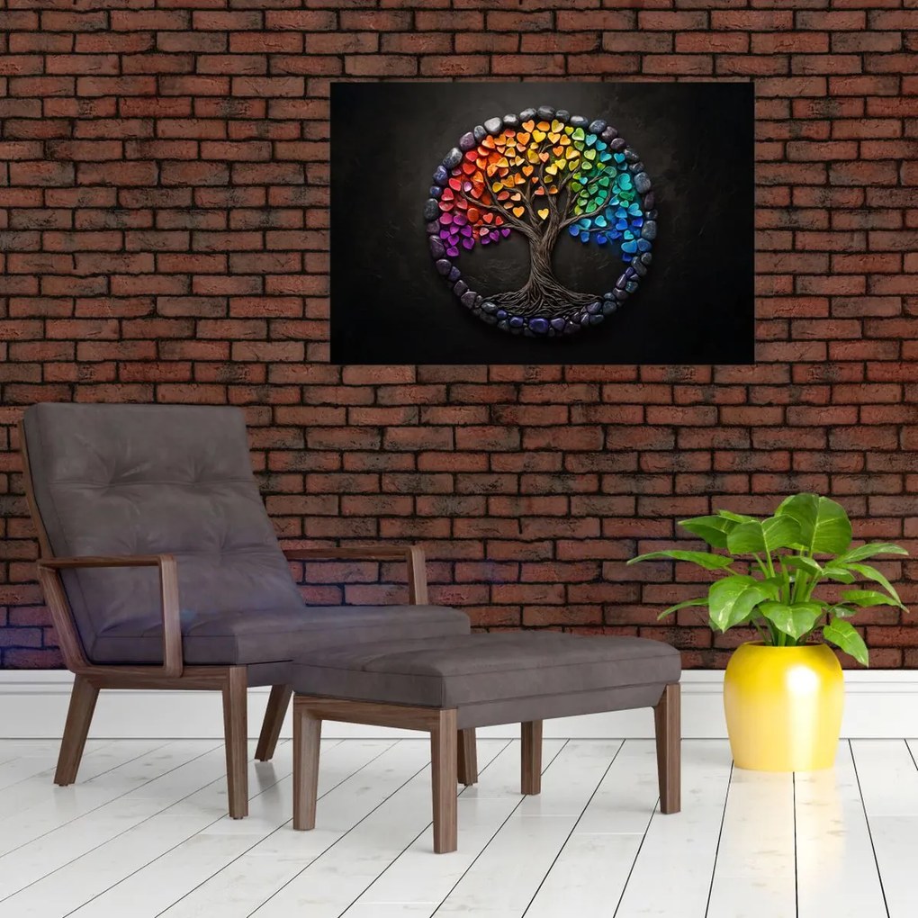 Obraz – Strom plný farebných sŕdc (90x60 cm)