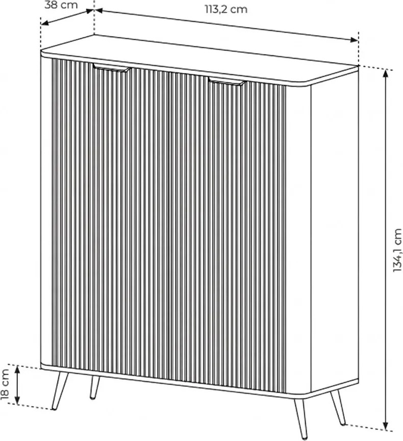 VYSOKÁ KOMODA TREVISO 2D KAŠMÍR 113 cm