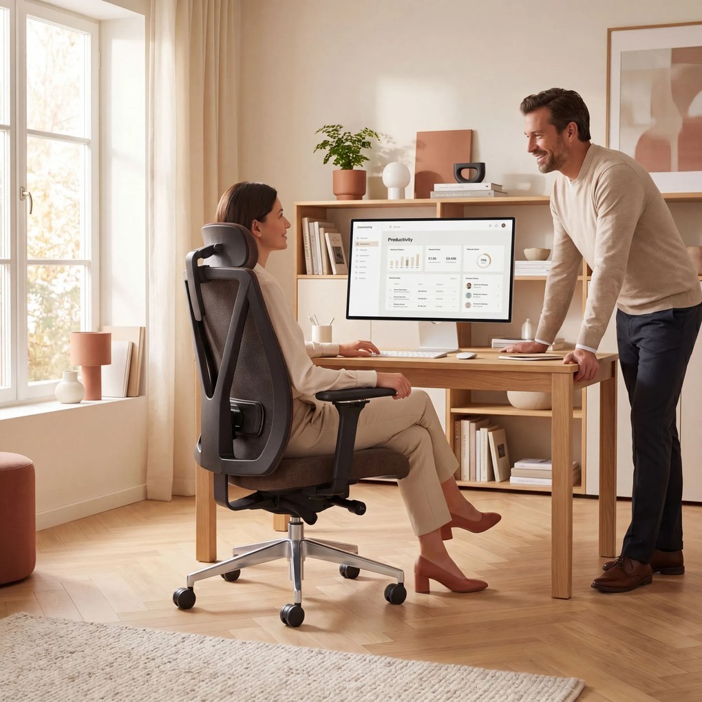 Ergonomická otočná kancelárska stolička, hnedá: VECTOR