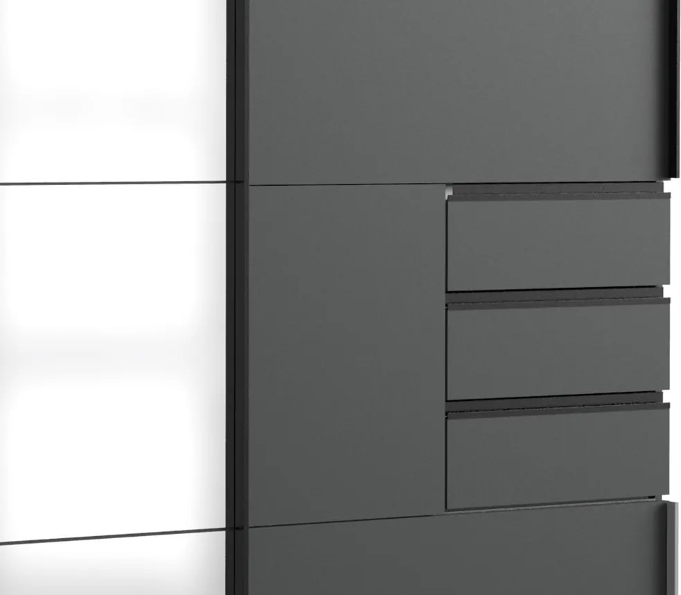 Šatníková skriňa so zrkadlom Saigon 270 cm, grafit