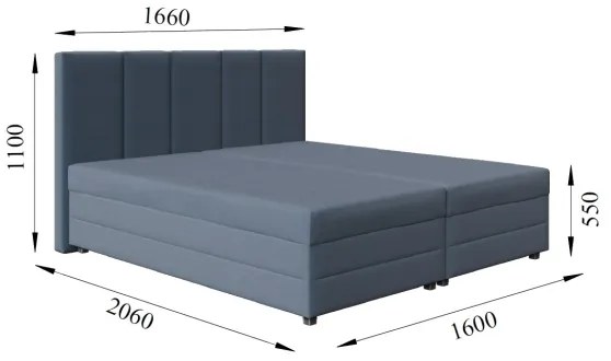 Čalúnená posteľ s pružinovou matracou a úložným priestorom ISABEL 160x200 sivá