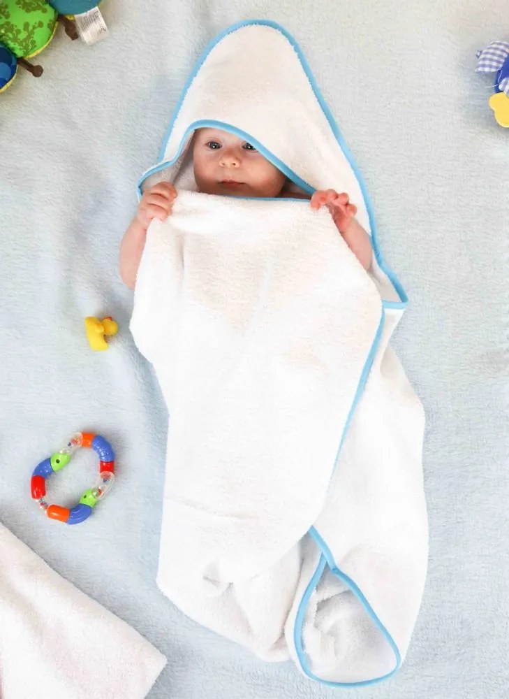 Bontis Detská osuška s kapucňou - Biela / biela