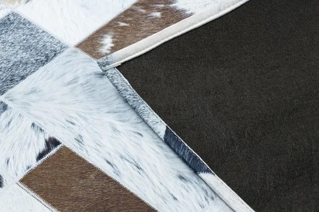 Koberec PATCHWORK 21720 béžový/hnedý - imitácia kože krava, romby