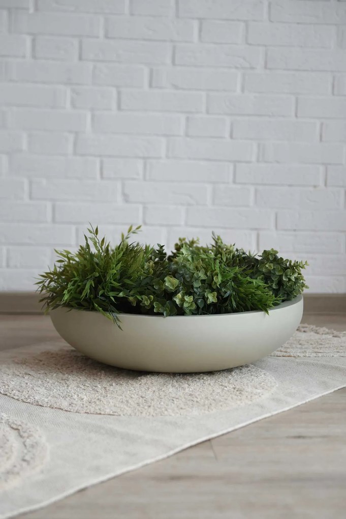 Misa na kvety PLANA, sklolaminát, priemer 54 cm, krémová