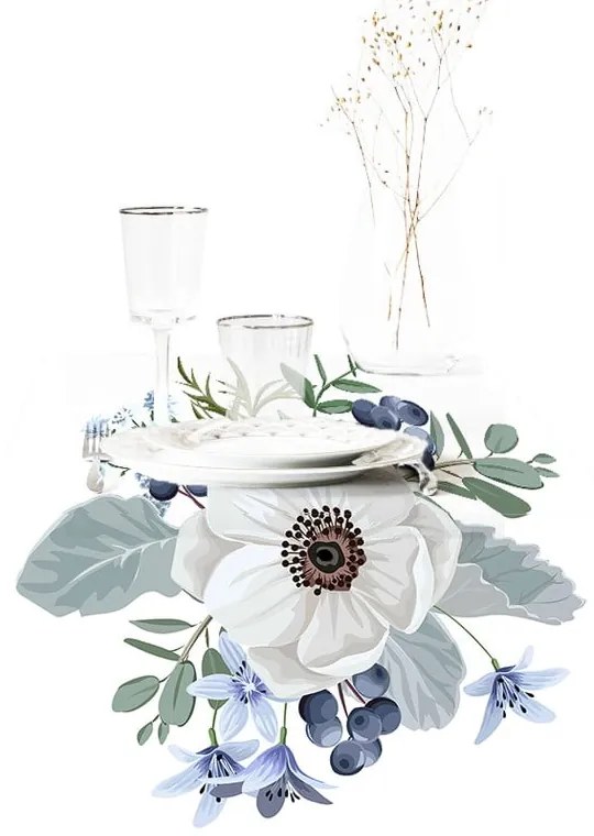 Behúň na stôl 40x130 cm Blue Rose – Minimalist Cushion Covers