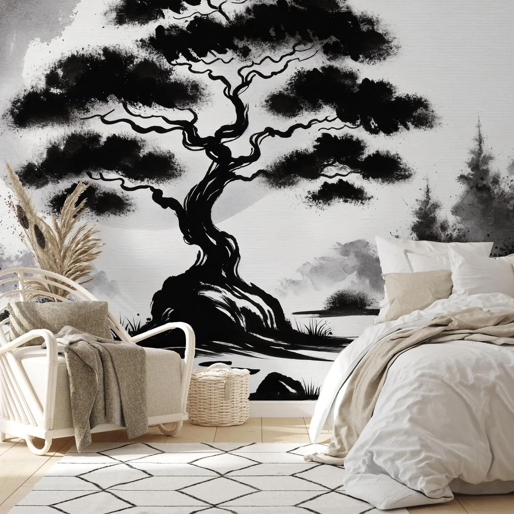 Fototapeta - Čiernobiela bonsai (147x102 cm)