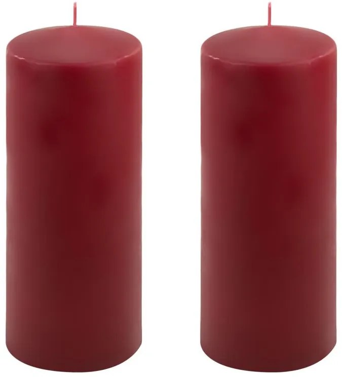 Sada stĺpových sviečok, 25 cm, Ø 10 cm, vínová, 2 ks
