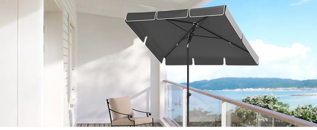 Zahradní slunečník s ochranným obalem FLAMINGO 180x125 cm šedý