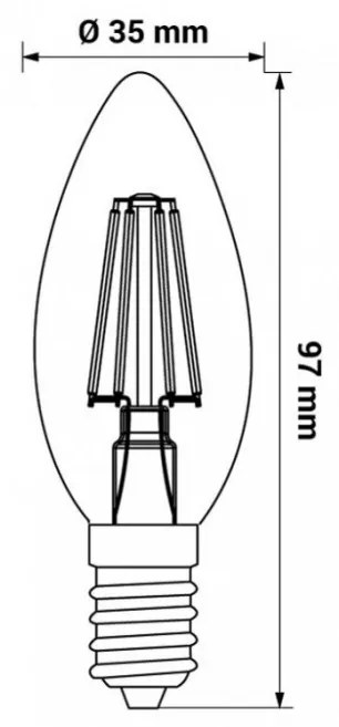 LED žiarovka E14 C35 4W