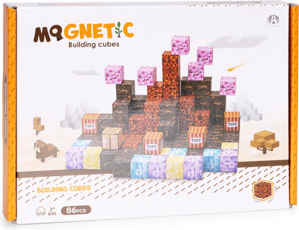 MULTISTORE Magnetické kocky 86 dielov – magnetická stavebnica pre deti 3+ so šablónami