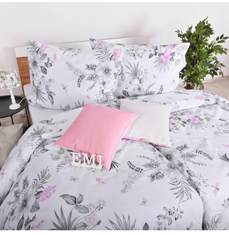 Obliečky bavlnené Laura biele EMI, Vankúš 45x65