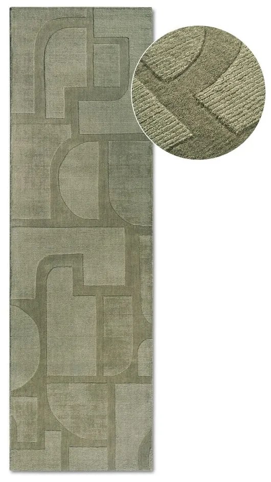 Zelený ručne tkaný vlnený behúň 80x250 cm Alexis – Villeroy&amp;Boch