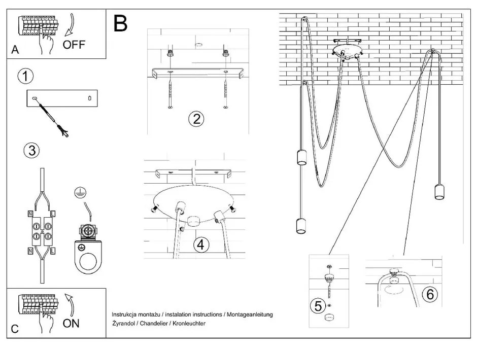 Čierne závesné svietidlo 300x300 cm Spider - Sollux