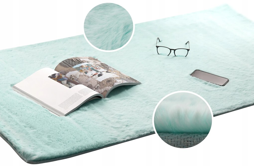 Kusový koberec RABBIT DELUXE - mätový - imitácia králičej kožušiny