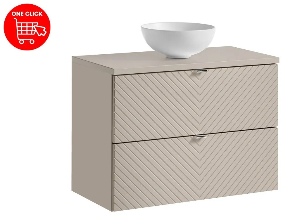 Závesná skrinka Viva Cashmere s doskou a umývadlom 80 cm kašmír