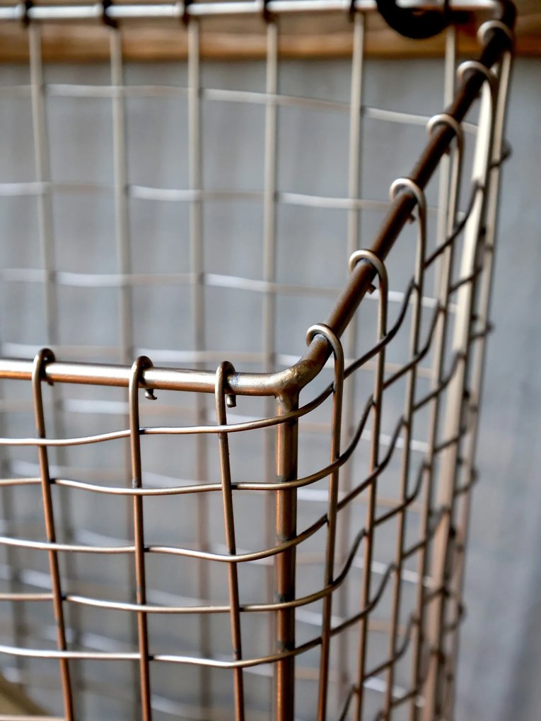 Mosadzný antik kovový košík Fil de fer Basket - 28*16*33 cm
