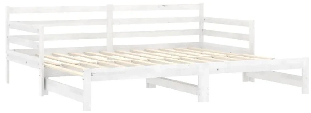 Rozkladacia denná posteľ 2x(90x200) cm, biela, borovicový masív