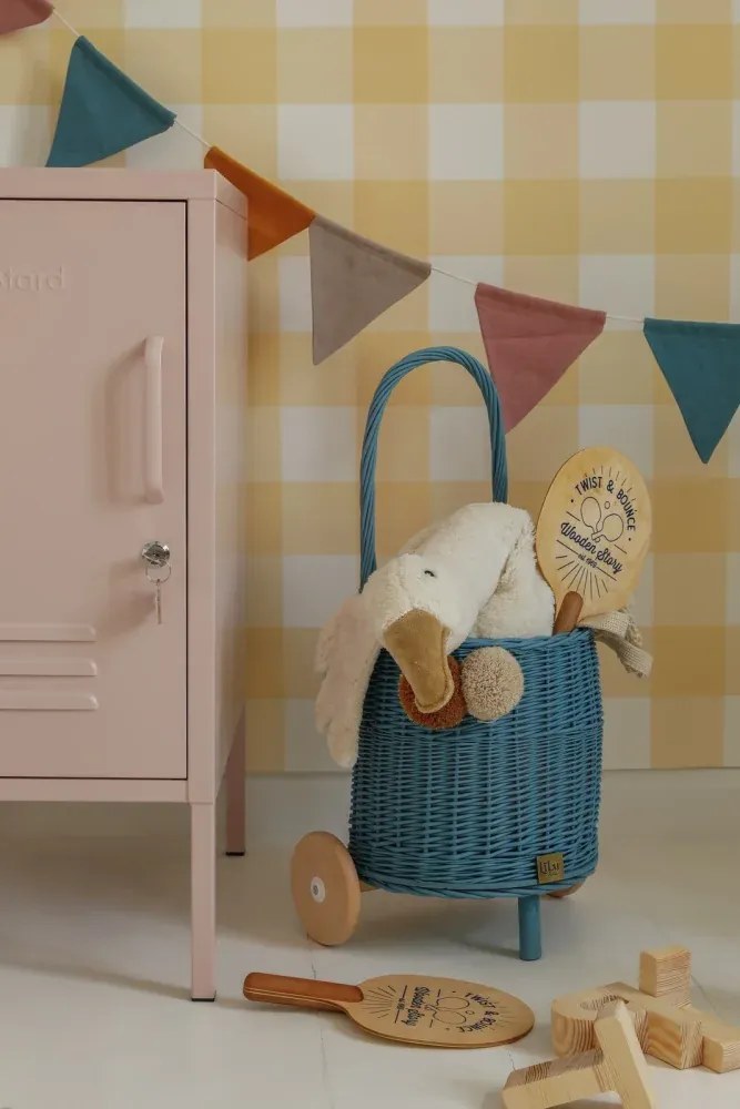 Prútený košík s rúčkou – detský modrý | Ručne vyrobený košík pre deti