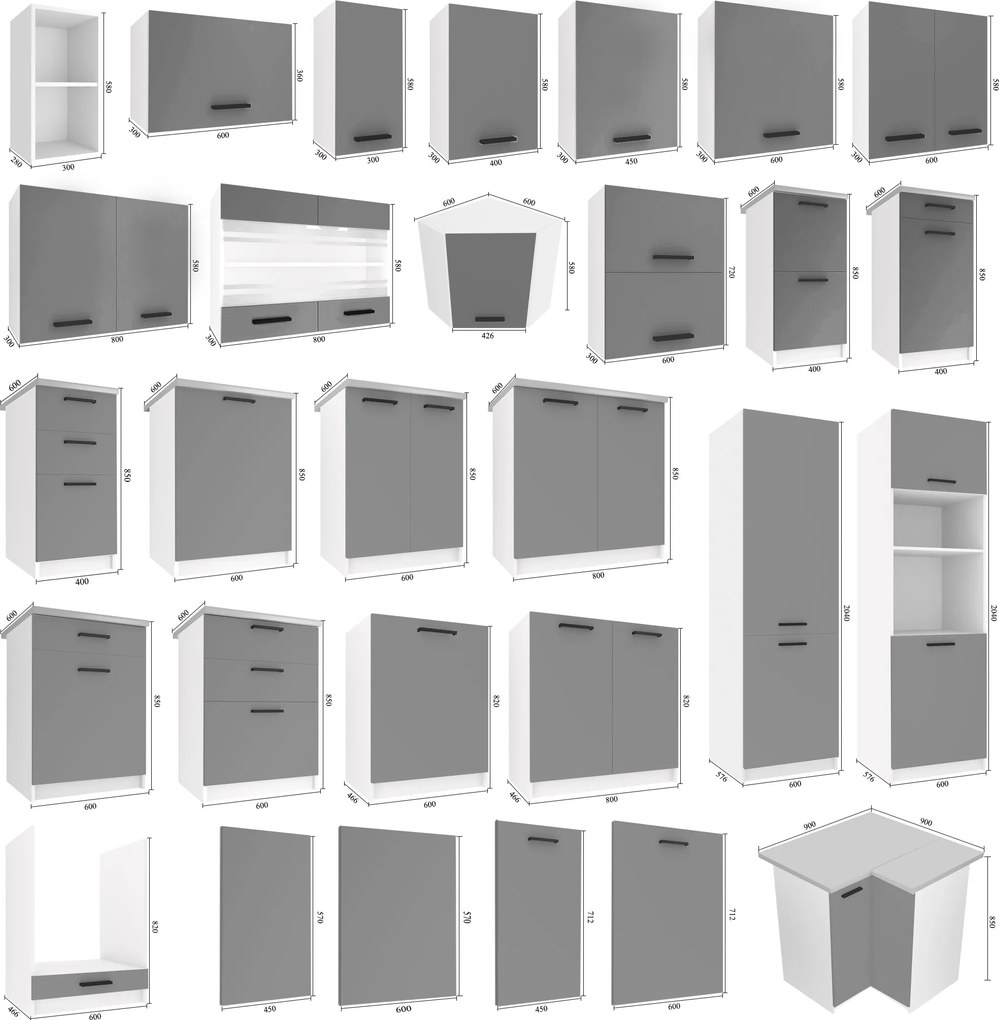 Panel na umývačku Belini zakrytý 60 cm šedý mat  TOR PZ60/1/WT/SR/0/B1