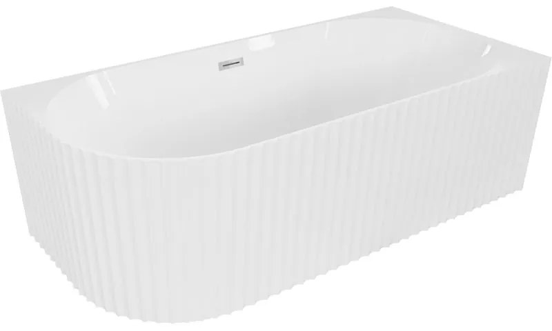 Mexen Gia, voľne stojaca rohová vaňa, drážkovaná, pravá, 170 x 80 cm, biela lesklá, chrómový prepad, 52701708000P-01