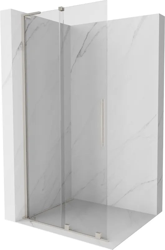 Mexen Velar L, posuvná sprchová zástena Walk-in 110 x 200 cm, 8mm číre sklo, brúsená oceľ, 871-110-003-03-97