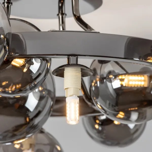 Brilagi - LED Prisadený luster MILLA 10xG9/3W/230V čierny chróm/dymová