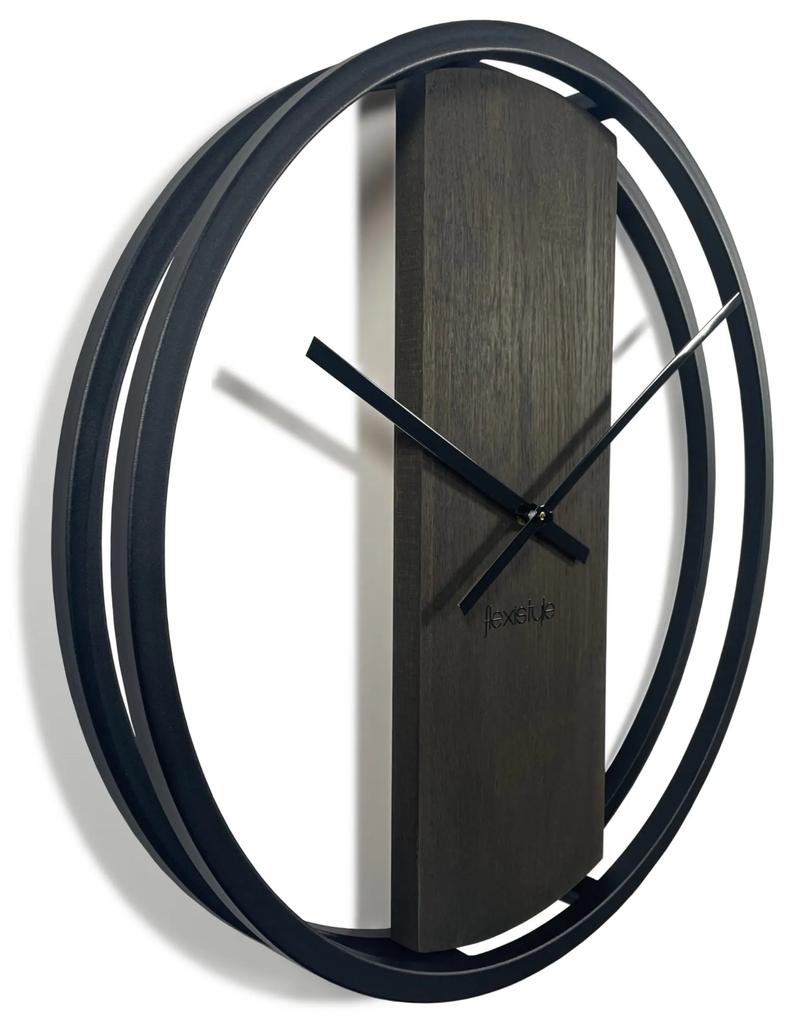 Dizajnové nástenné hodiny vo farbe wenge 50cm